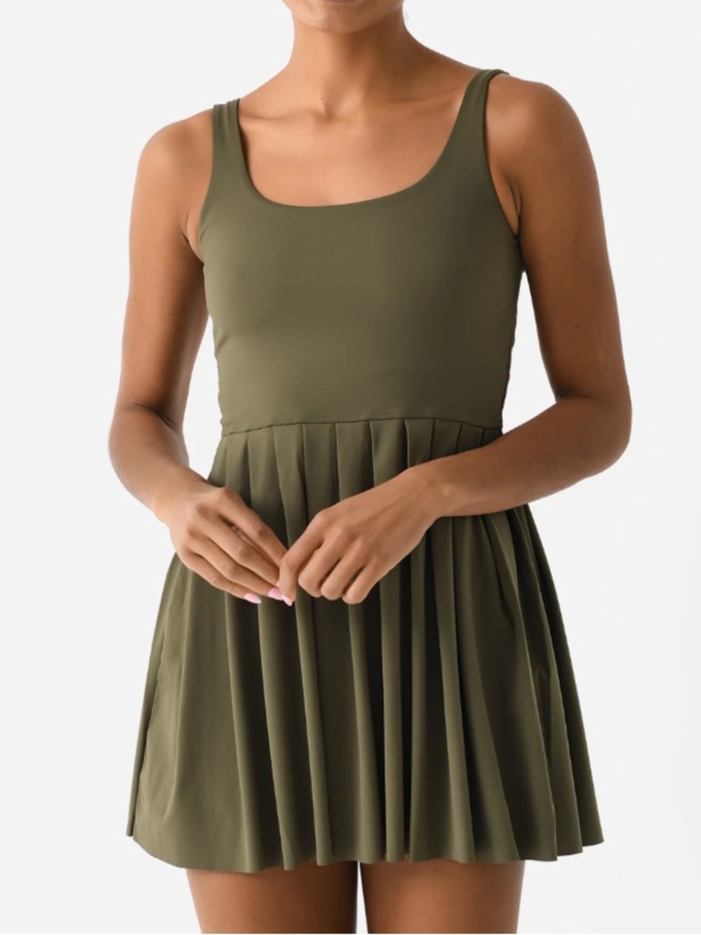 Z Supply Active Hot Shot Dress Grape Leaf Green Pleated Tennis Size Large - Picture 7 of 16